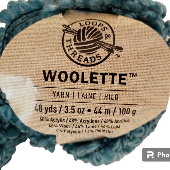 2 Skeins Aqua Woolette Yarn Loops & Thread 48 Yds 3.5 oz ea Wool Blend Loopy - Picture 2 of 5